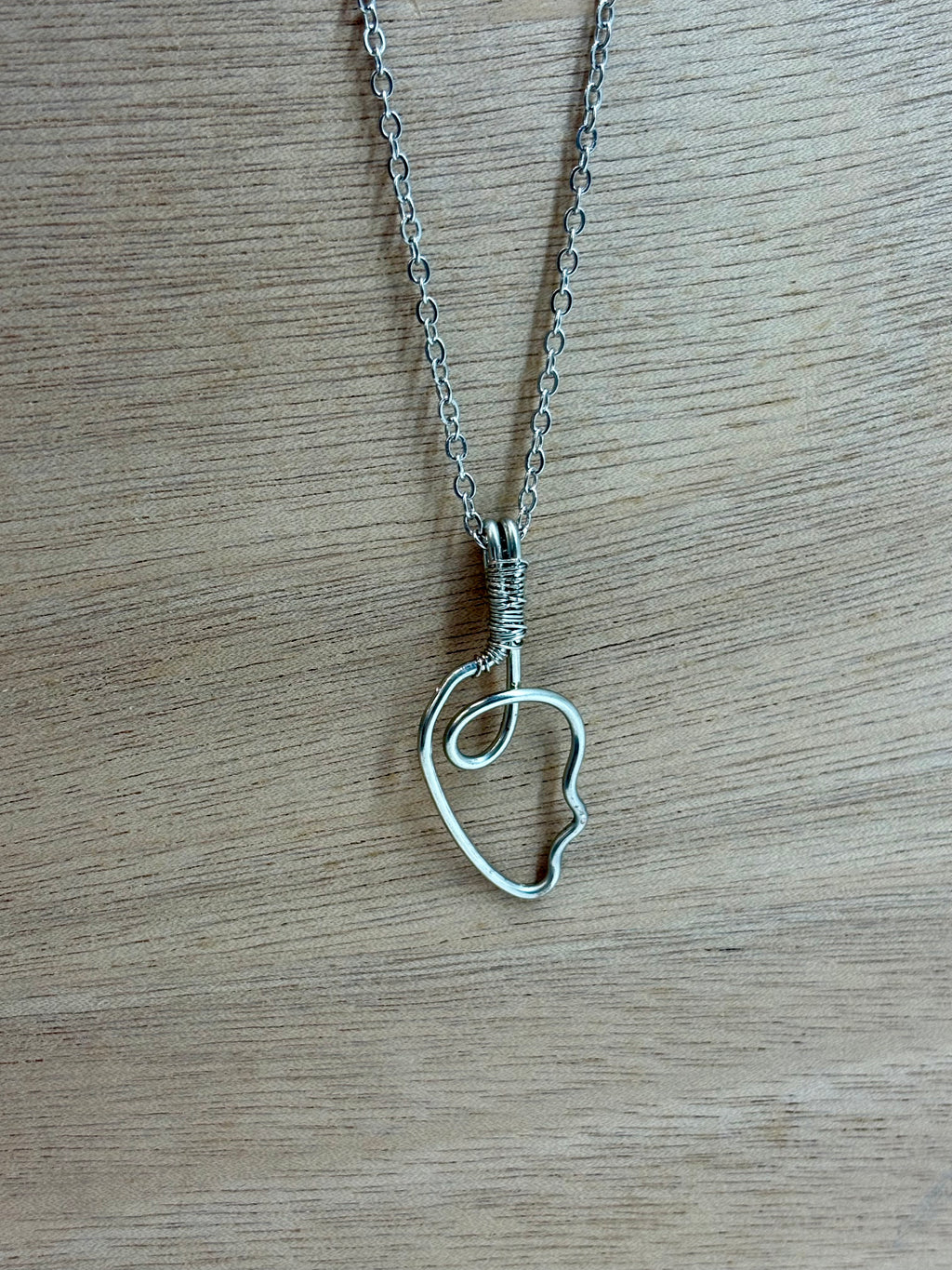 Wire Woven Pendant on Chain - Silver