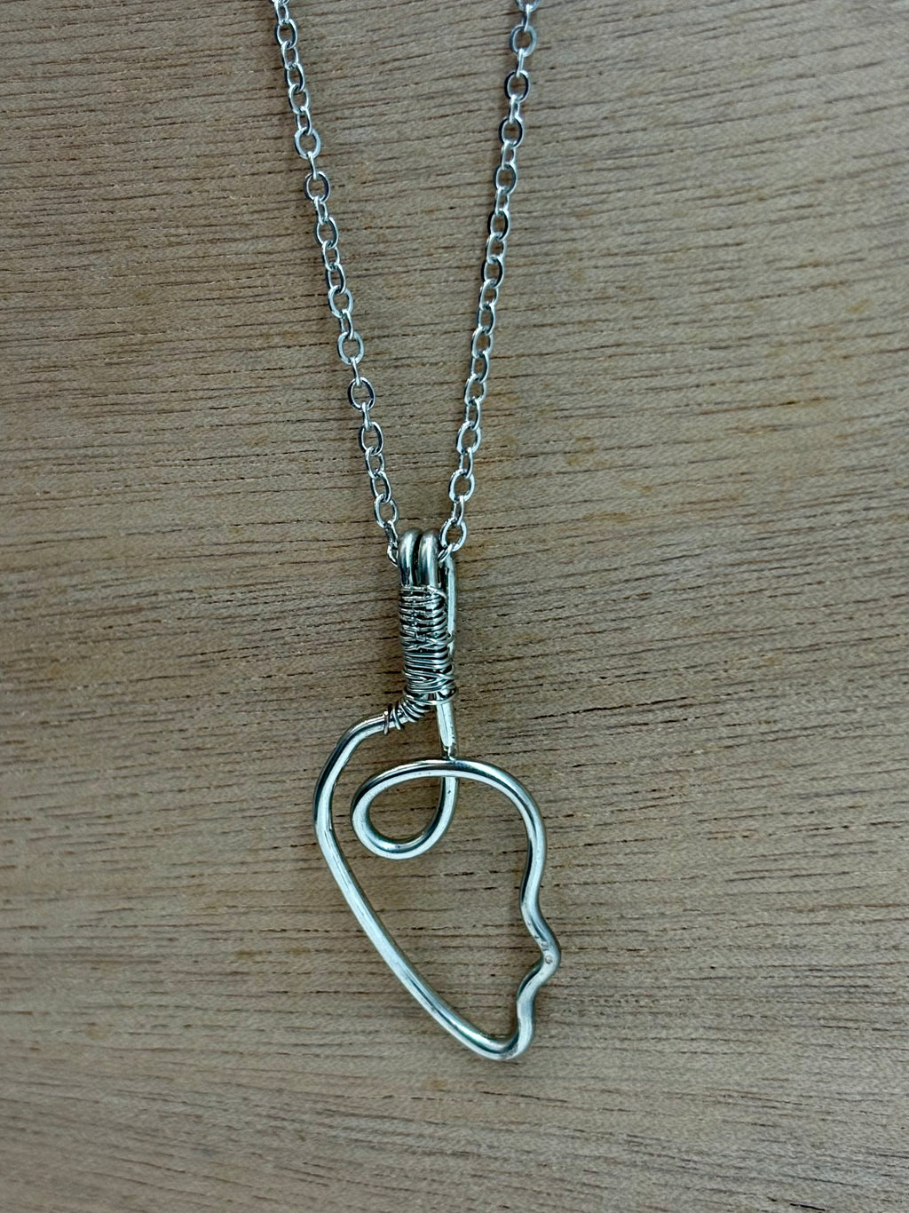 Wire Woven Pendant on Chain - Silver