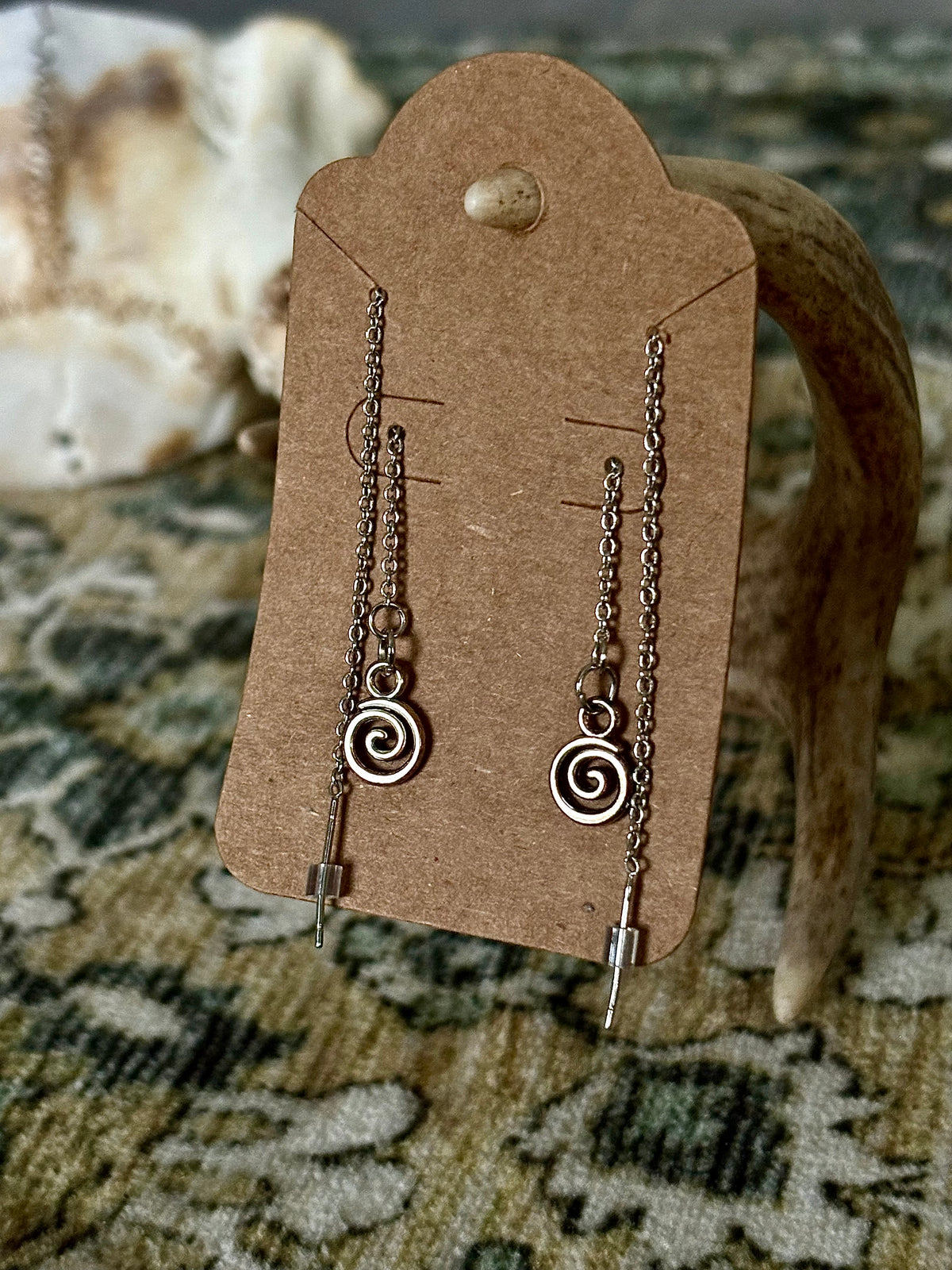 Spiral Charm Threader Earrings