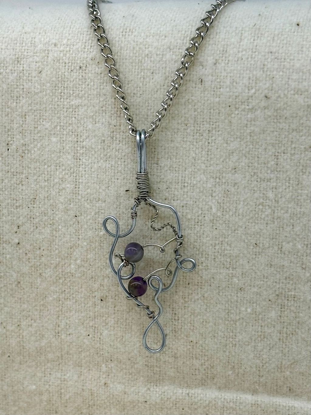Shadowfern Amethyst Wire Woven Pendant on Chain