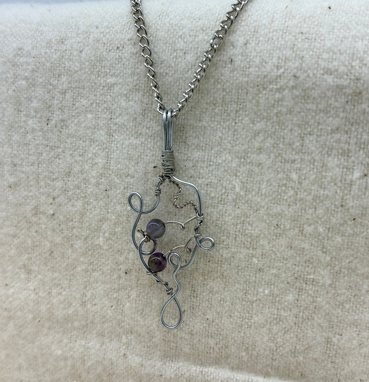 Shadowfern Amethyst Wire Woven Pendant on Chain