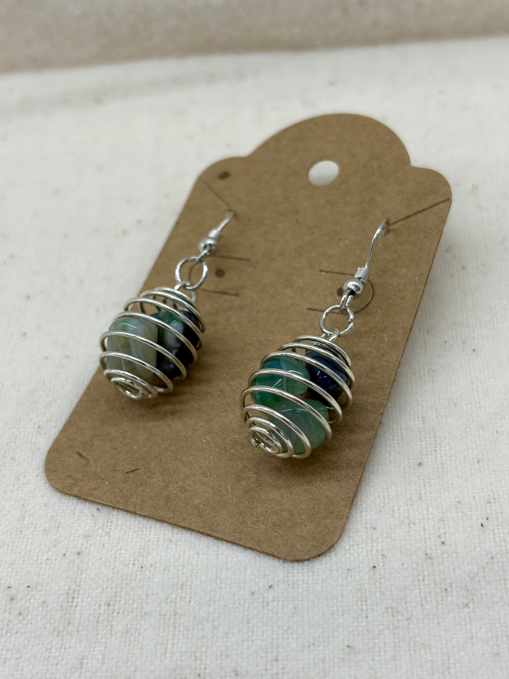 Stone Cage Dangle Earrings