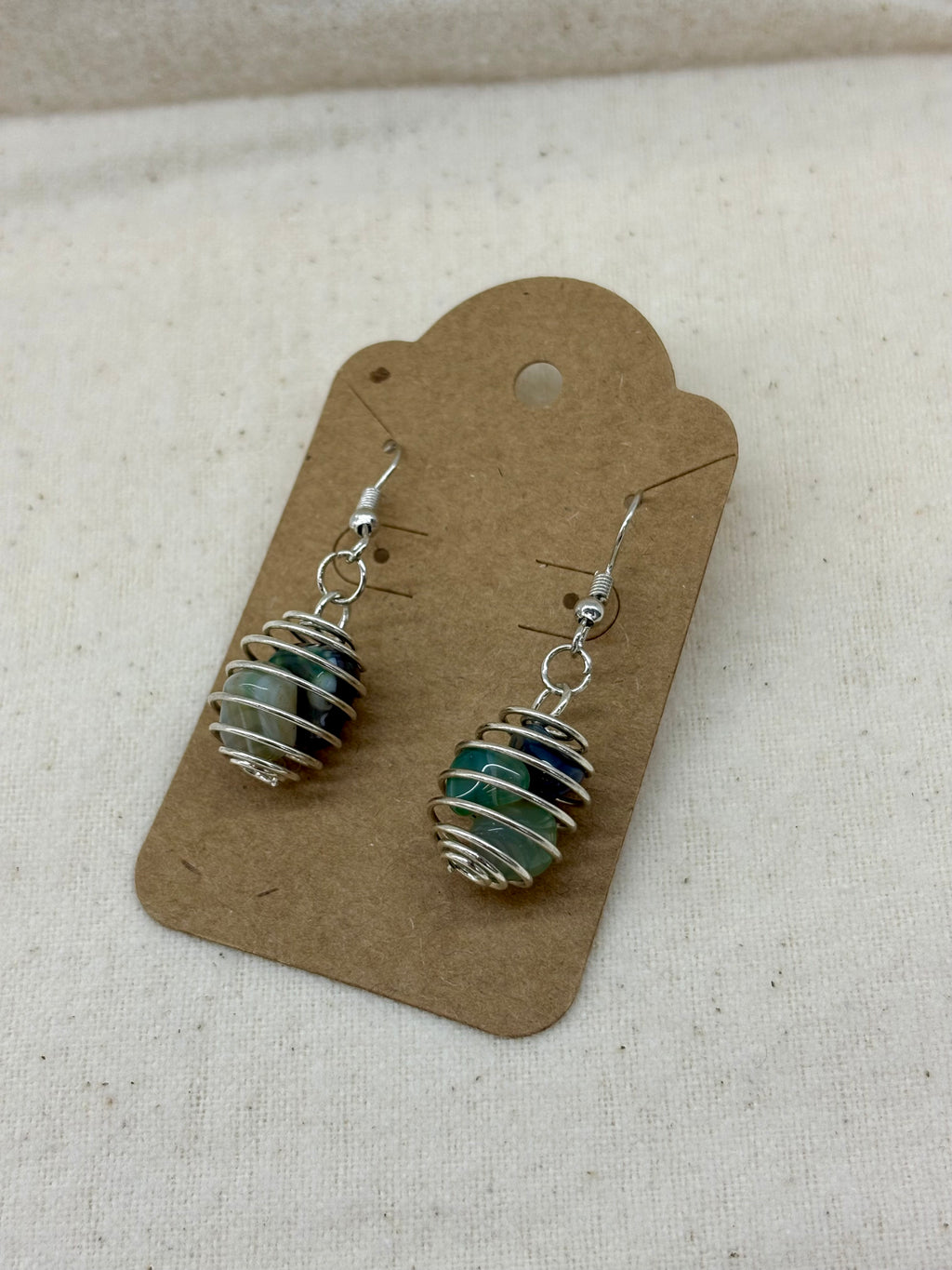 Stone Cage Dangle Earrings