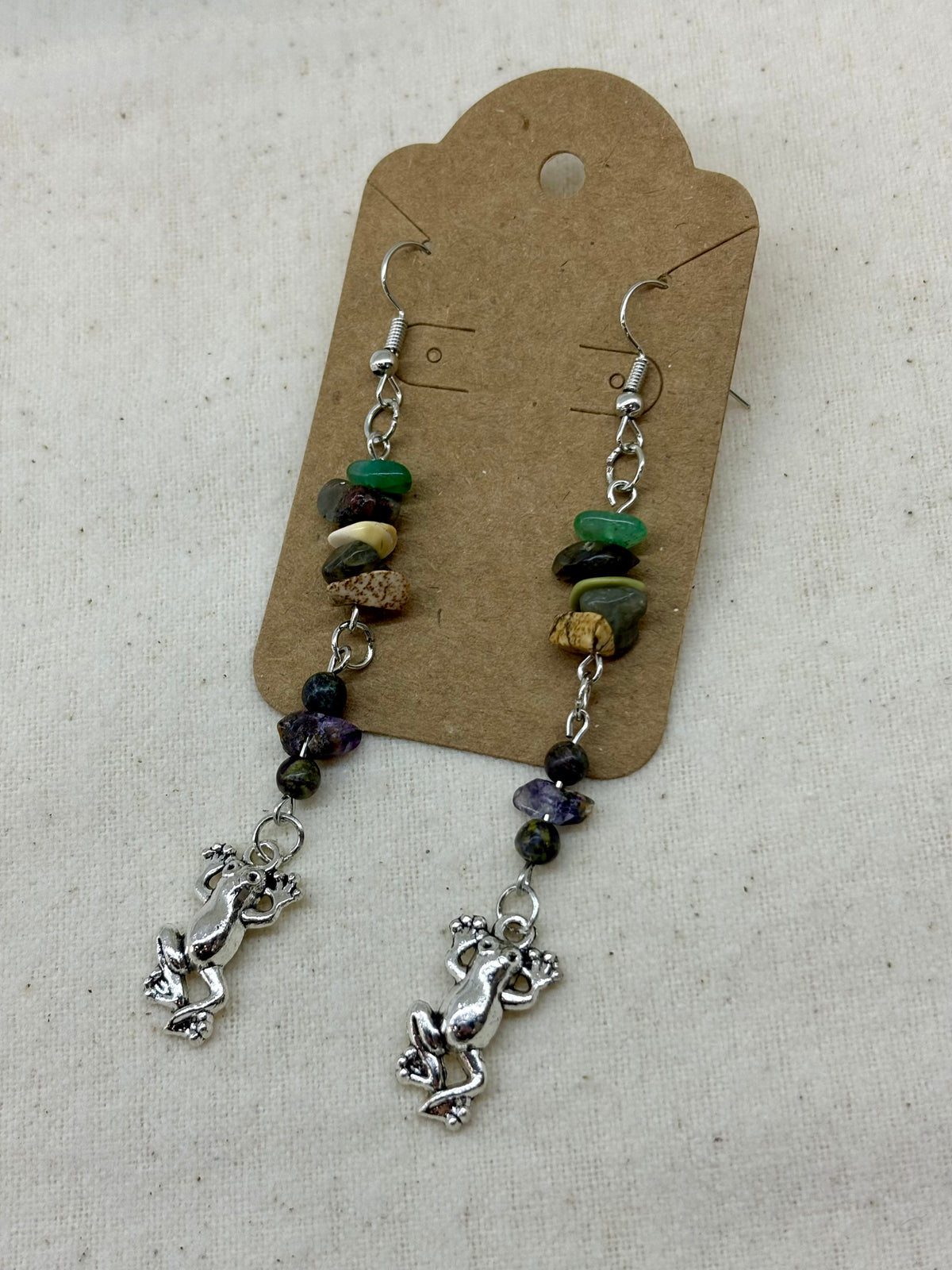 Forest Frog & Earth Stone Dangles