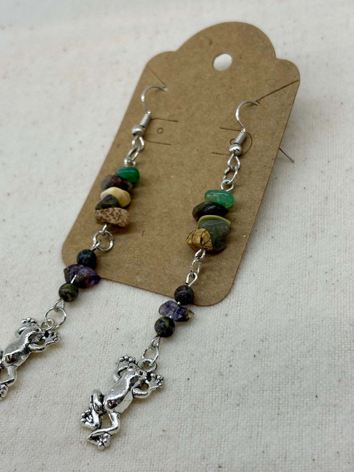 Forest Frog & Earth Stone Dangles