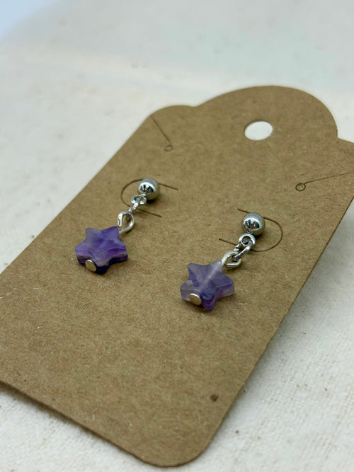 Celestial Amethyst Drop Studs