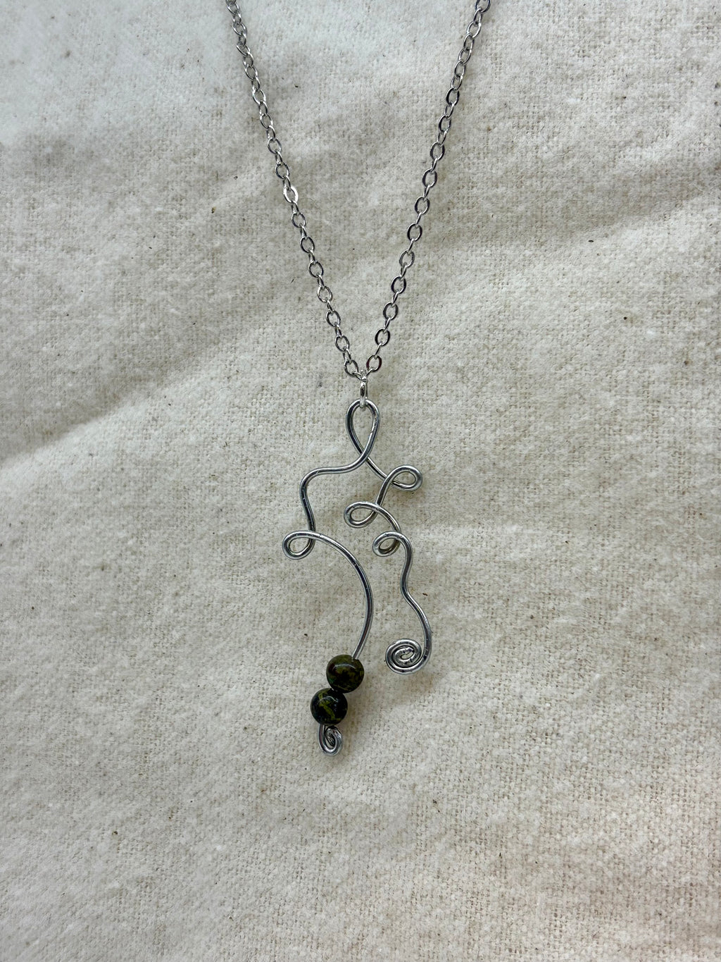 Dragons Blood Jasper Wire Woven Pendant on Chain