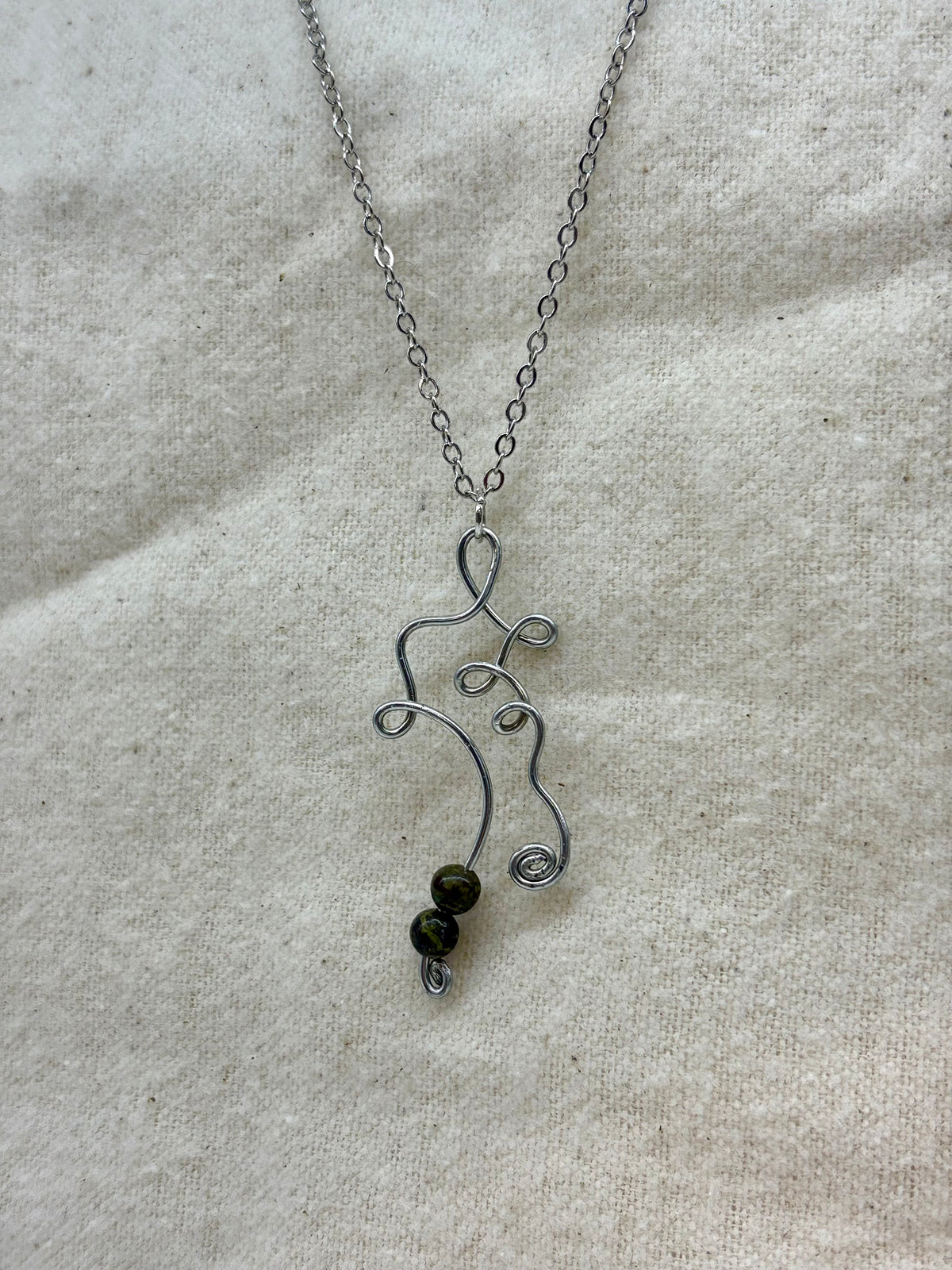 Dragons Blood Jasper Wire Woven Pendant on Chain