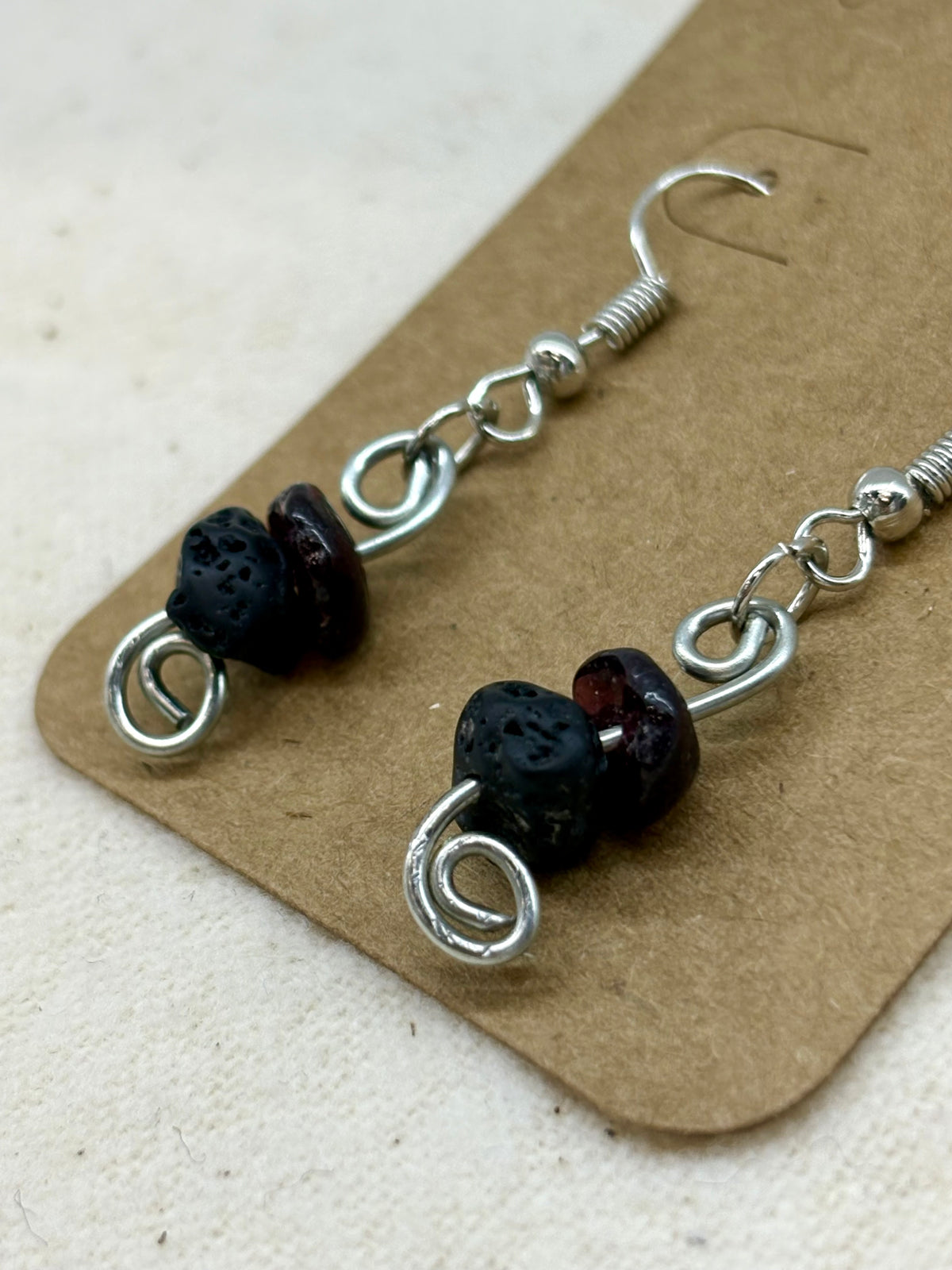 Volcanic Pomegranate Wire Dangle Earrings